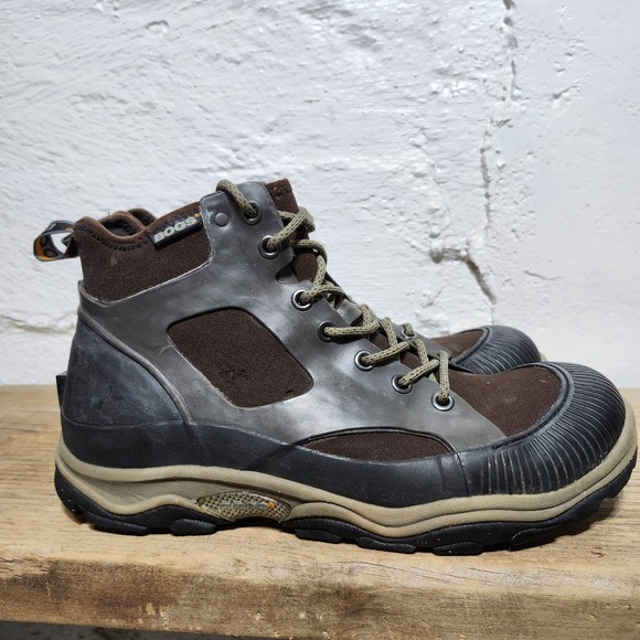 Bogs Mens Jamison Waterproof Ankle Boots Lace Up Fabric Rubber Dark Brown Sz 12 - Picture 1 of 12